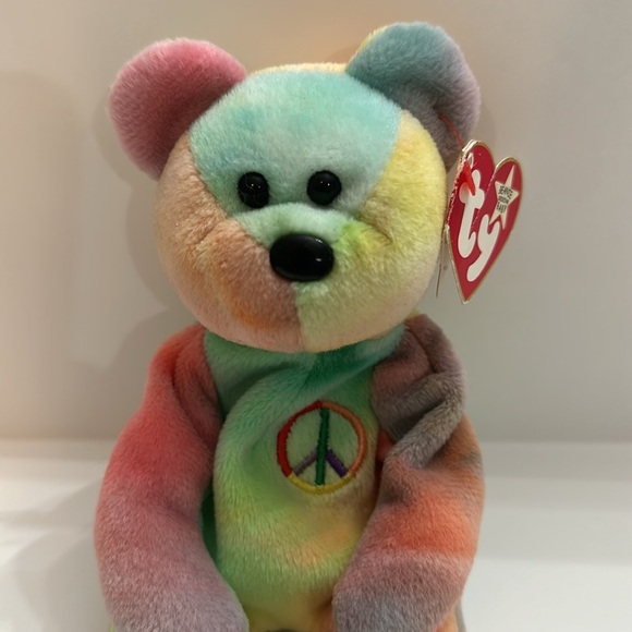 Rare 1996 Original Ty Peace Bear - Retired With Errors and Different Color Ears - Picture 2 of 9